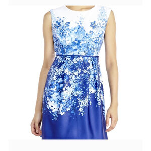 Sandra Darren Blue & White Floral Sleeveless Plus Size 24W spring nwt Dress